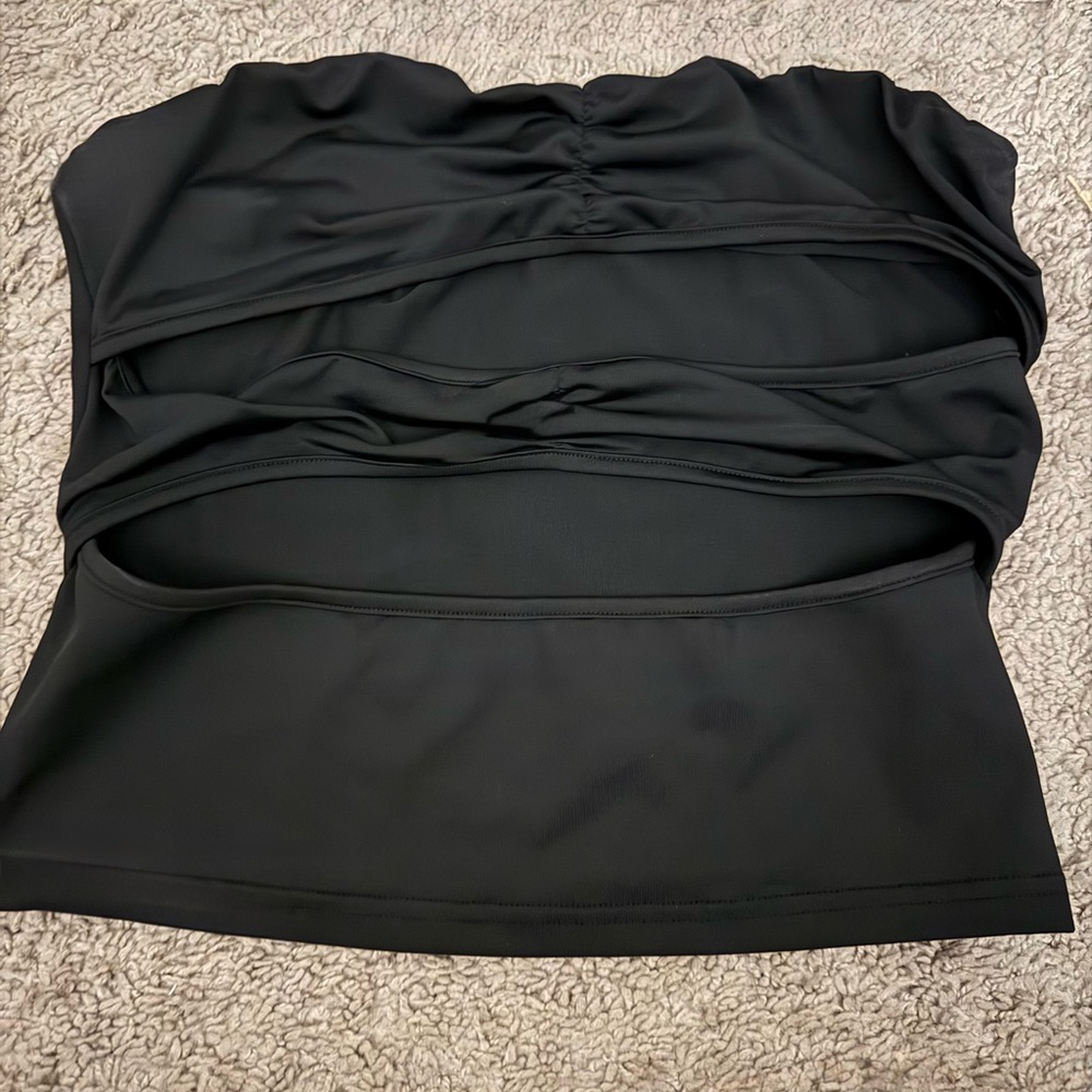 2 gap black Strapless Ruched Top